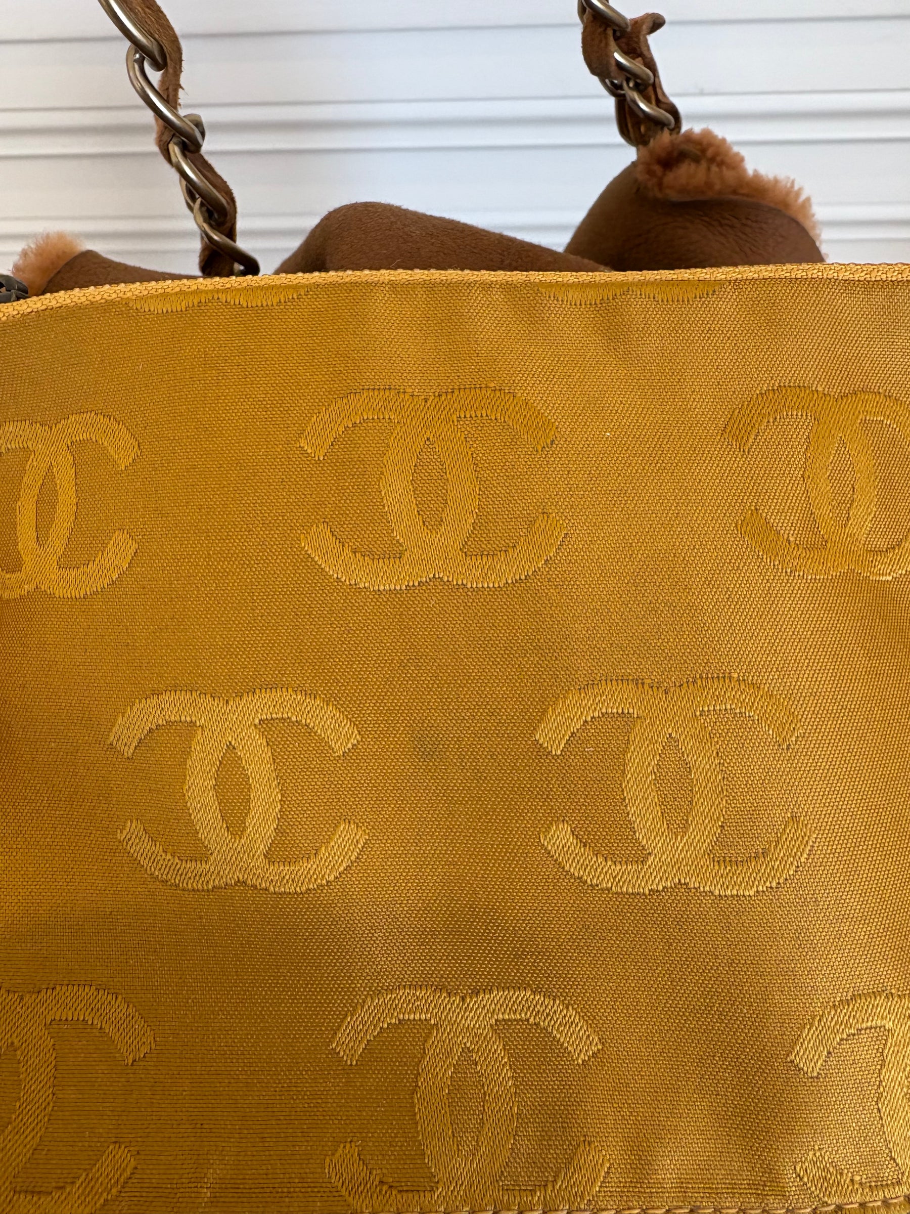 Chanel Tan Nubuck and Shearling Slouchy Flap Bag