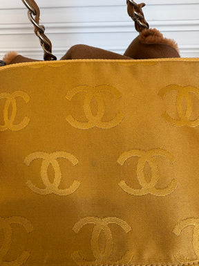 Chanel Tan Nubuck and Shearling Slouchy Flap Bag