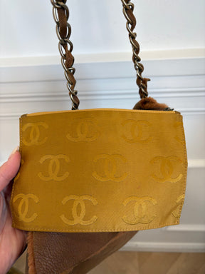 Chanel Tan Nubuck and Shearling Slouchy Flap Bag