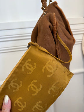Chanel Tan Nubuck and Shearling Slouchy Flap Bag