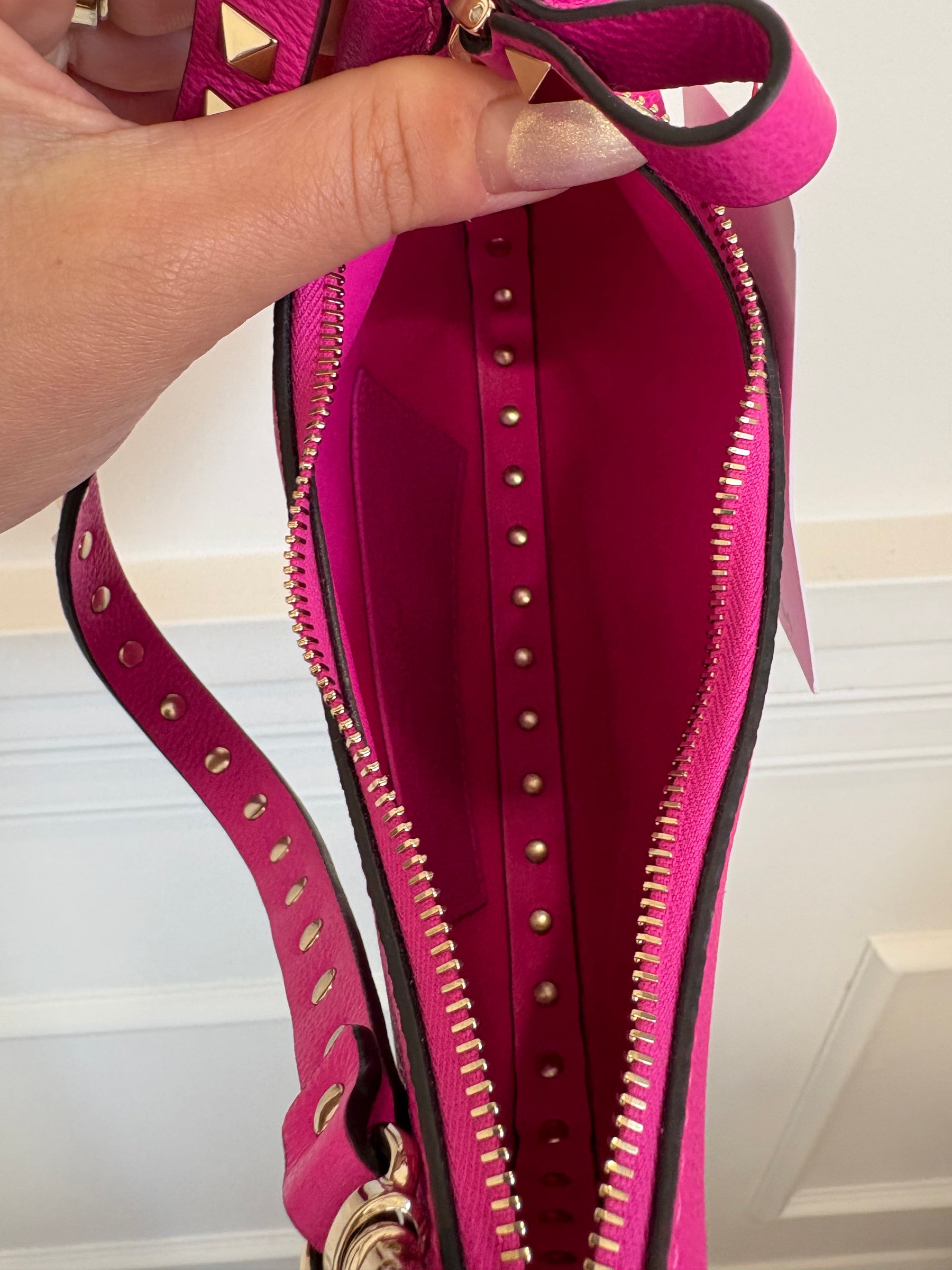 Valentino Garavani Pink Leather Rockstud Mini Shoulder Bag