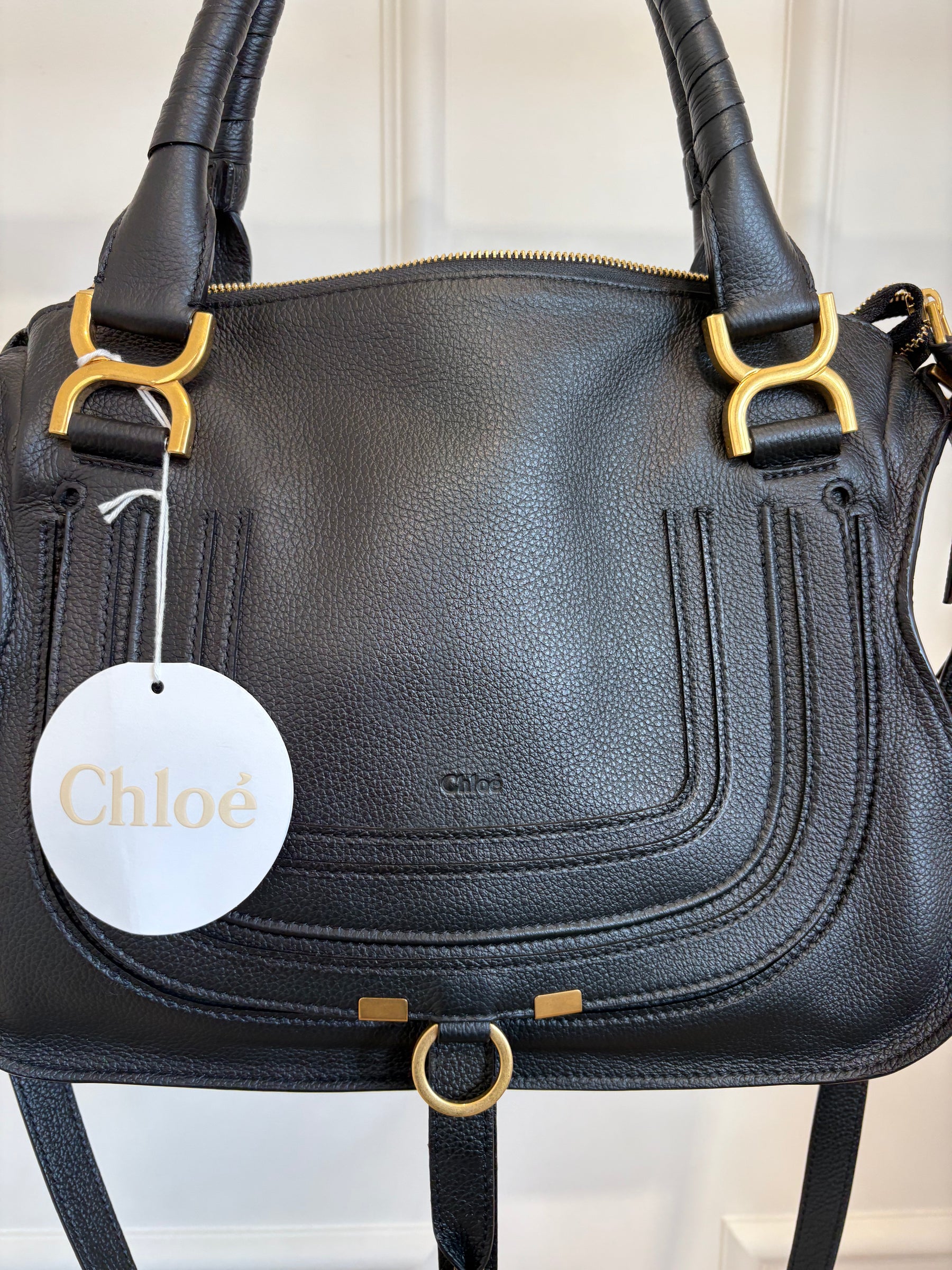 Chloé Black Leather Medium Marcie Carry Bag