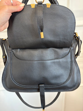 Chloé Black Leather Medium Marcie Carry Bag