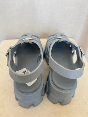 Prada Pale Blue Rubber Platform Fisherman Sandals, 38