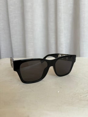 Fendi Black Crystal Logo Arm Sunglasses