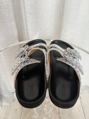 Isabel Marant Denim Eyelet Slides, 41