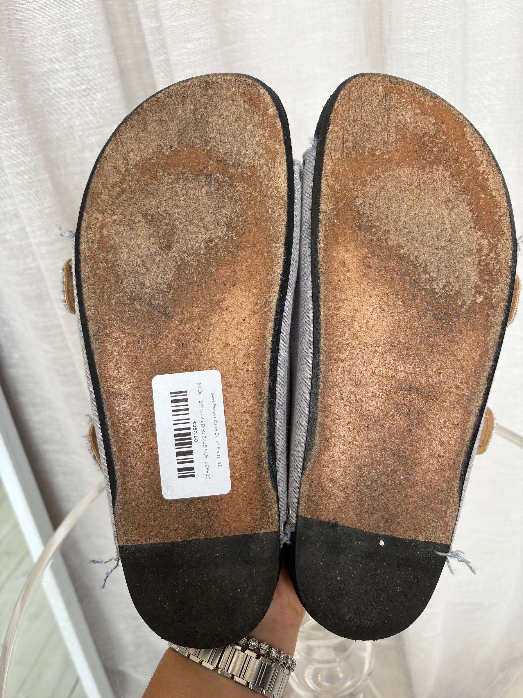 Isabel Marant Denim Eyelet Slides, 41