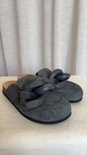 JW Anderson Grey Felt Chain Mules, 40