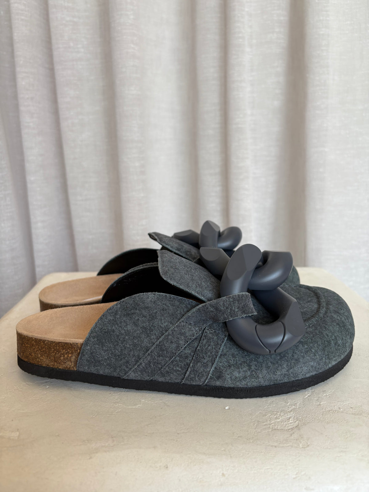 JW Anderson Grey Felt Chain Mules, 40