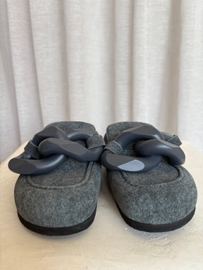 JW Anderson Grey Felt Chain Mules, 40