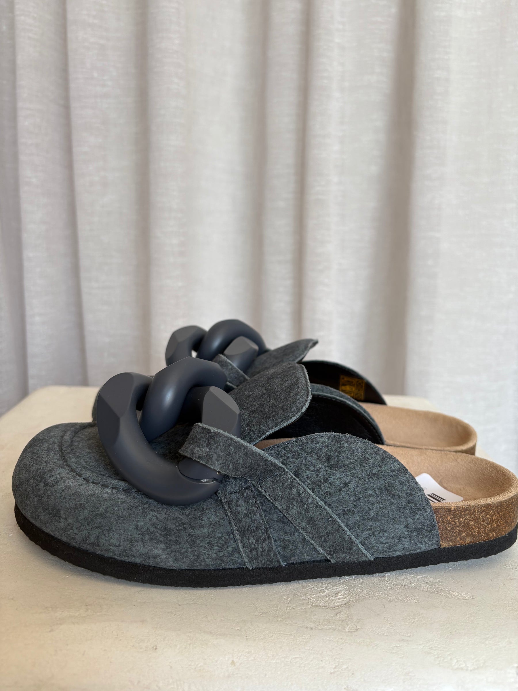 JW Anderson Grey Felt Chain Mules, 40
