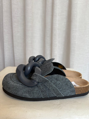 JW Anderson Grey Felt Chain Mules, 40