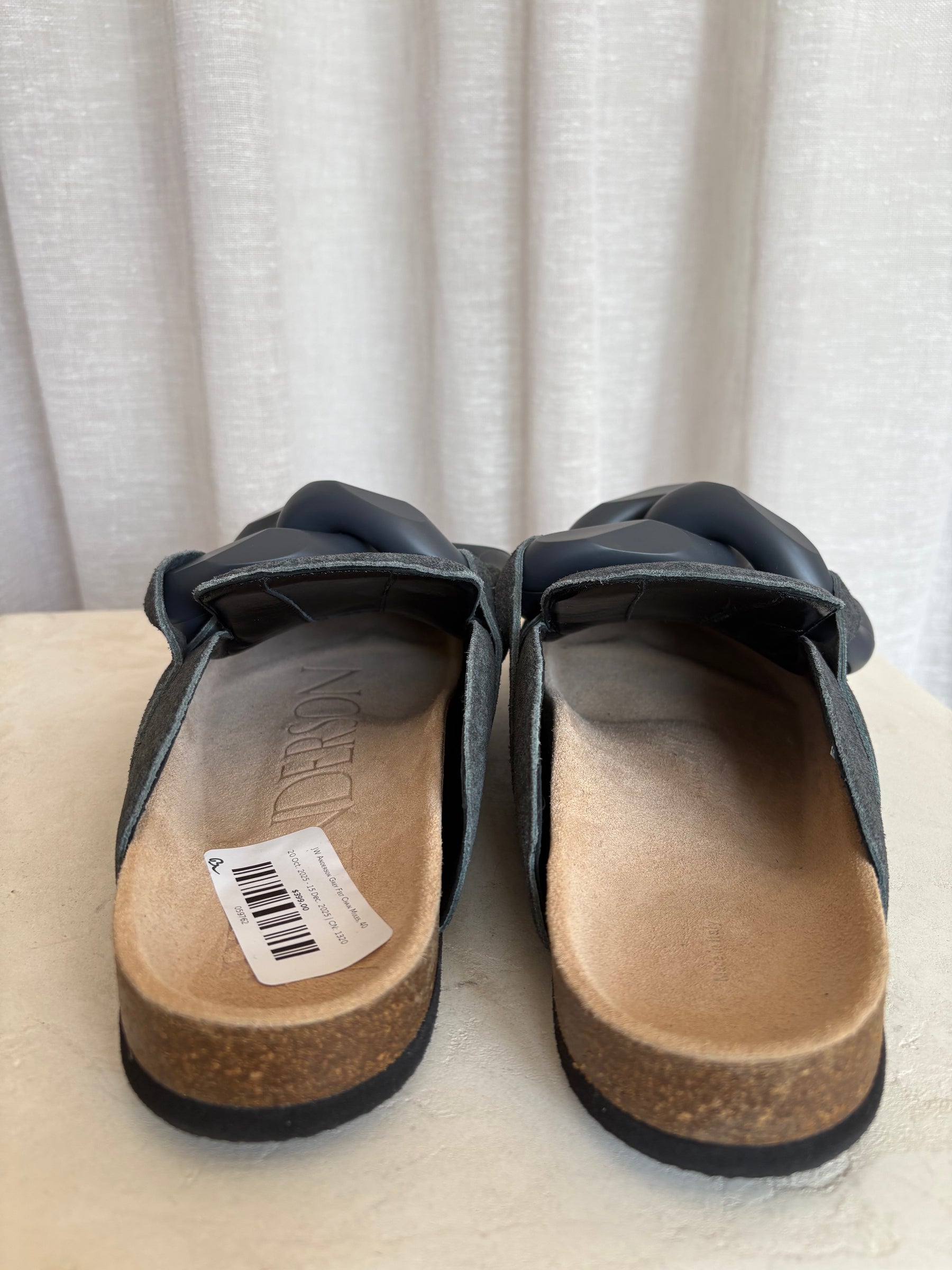 JW Anderson Grey Felt Chain Mules, 40