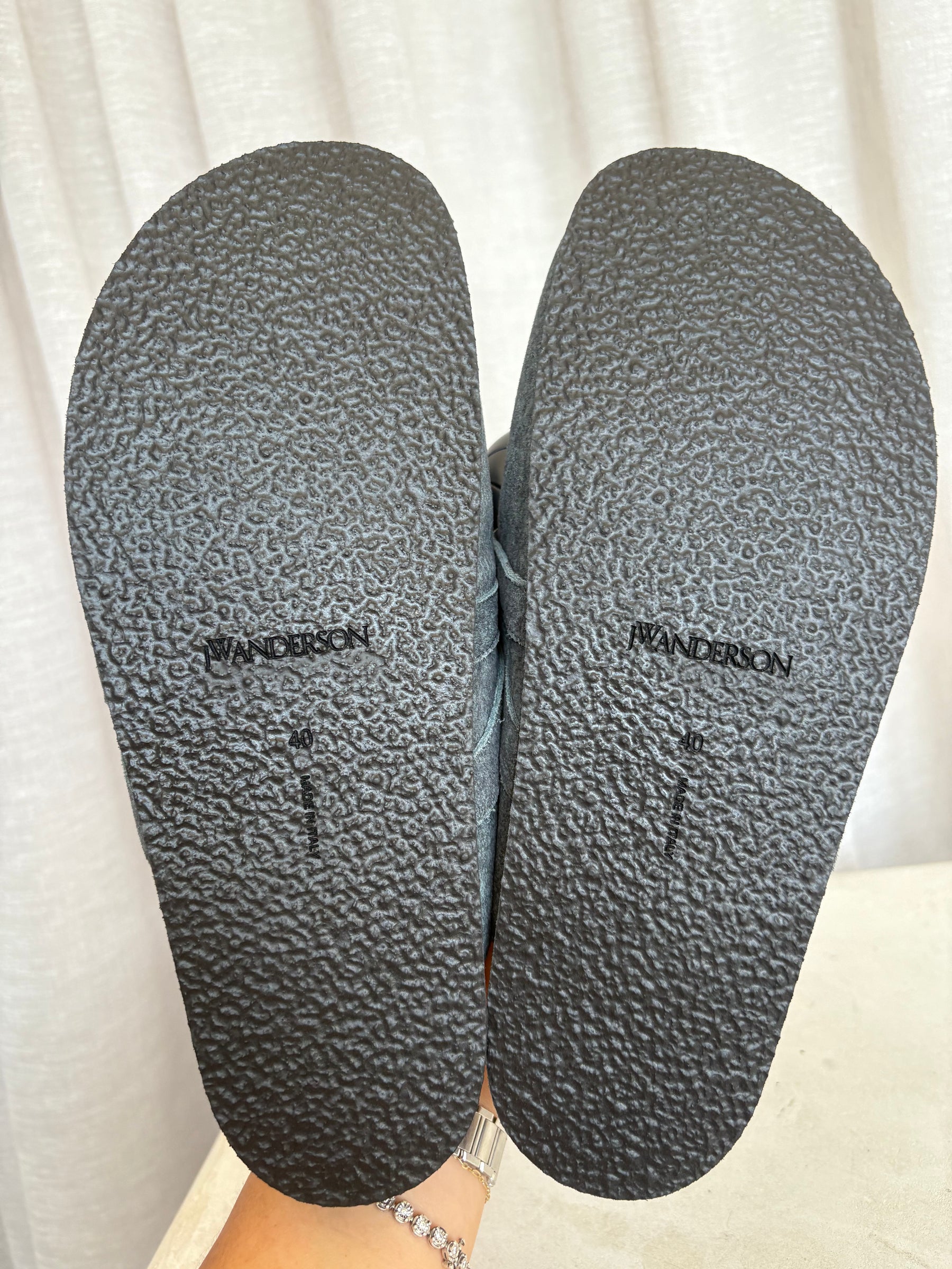 JW Anderson Grey Felt Chain Mules, 40