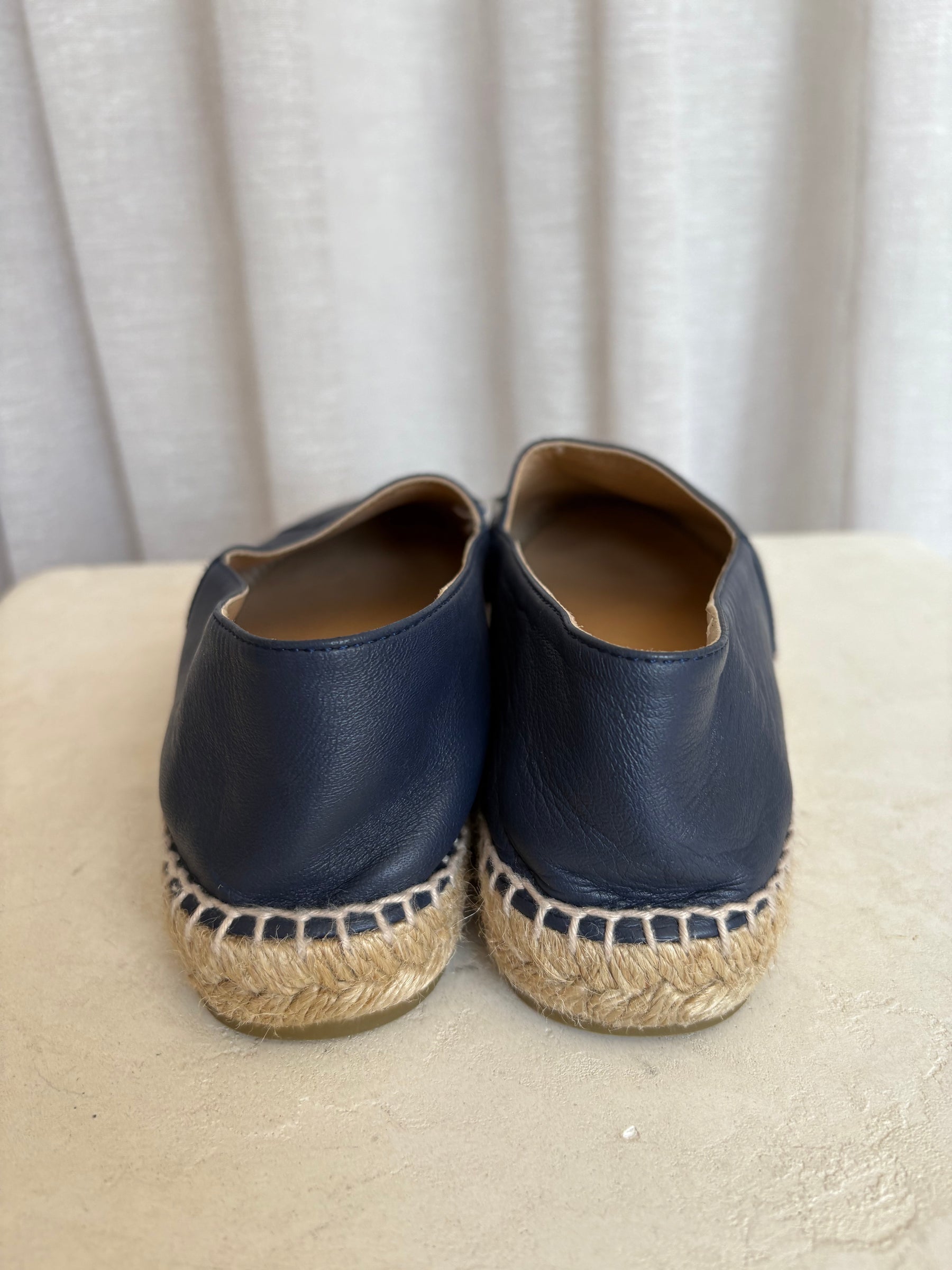 Chanel Navy Leather Espadrilles, 41
