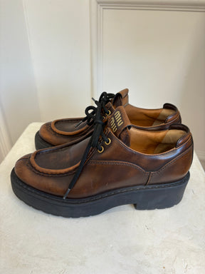 Miu Miu Brown Leather Platform Brogues, 40