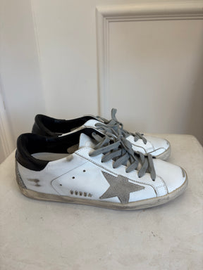 Golden Goose White and Black Leather Superstar Sneakers, 38