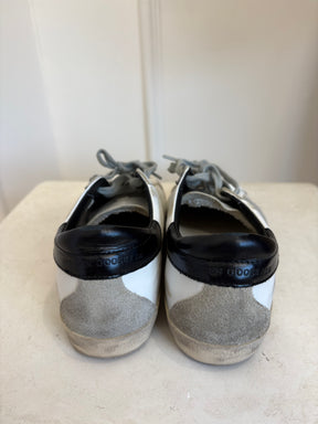 Golden Goose White and Black Leather Superstar Sneakers, 38