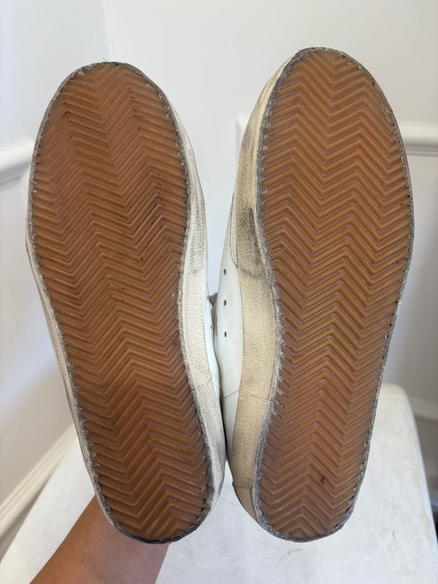 Golden Goose White and Black Leather Superstar Sneakers, 38