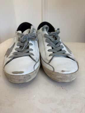 Golden Goose White and Black Leather Superstar Sneakers, 38