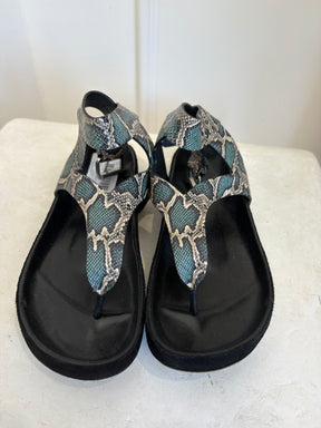 Isabel Marant Green Python Print Leather Ankle Wrap Sandal, 37