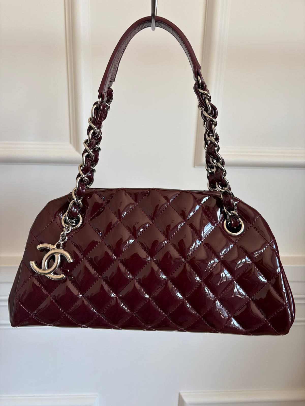 Chanel Purple Patent Leather Mademoiselle Shoulder Bag