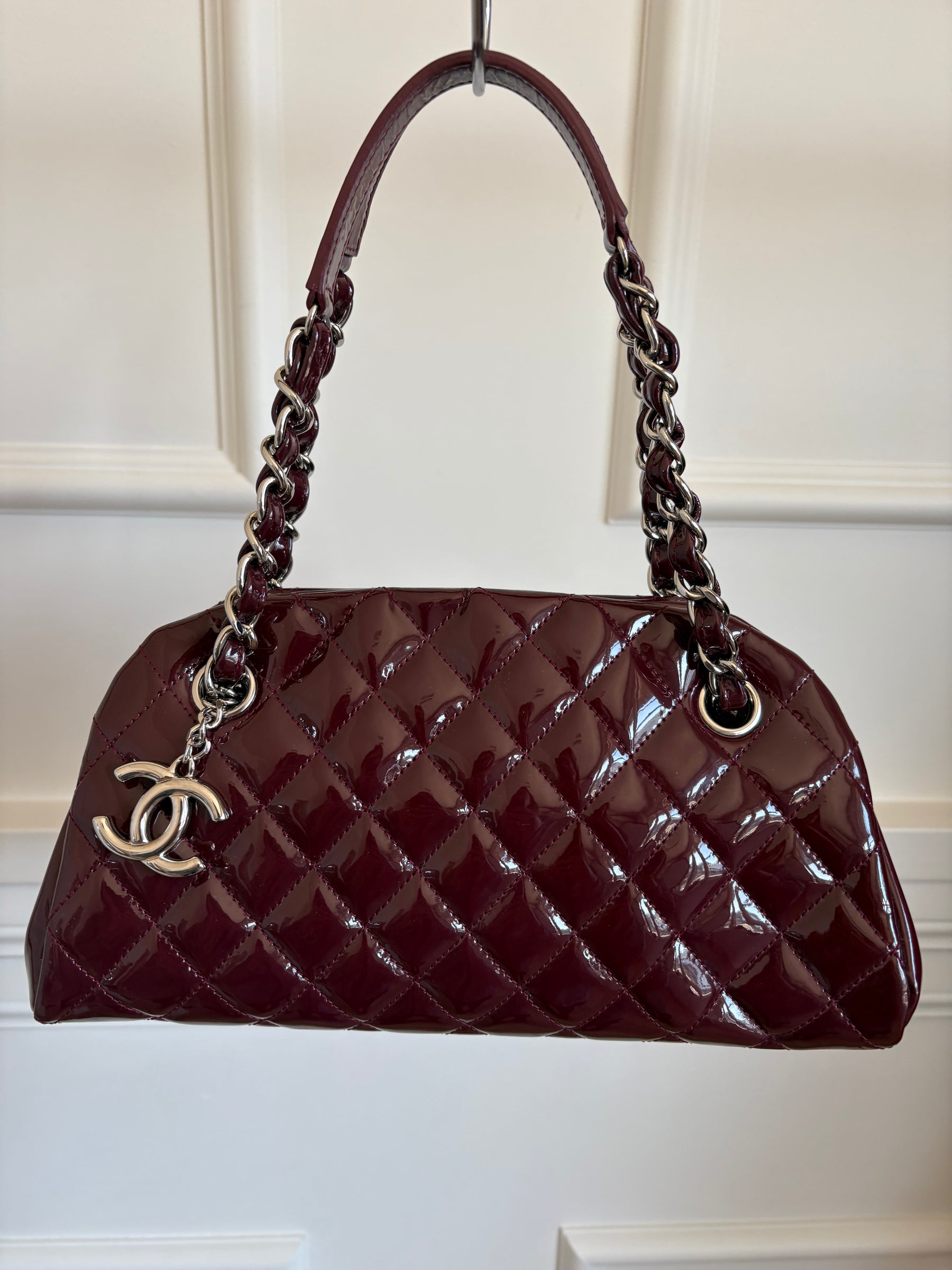 Chanel Purple Patent Leather Mademoiselle Shoulder Bag