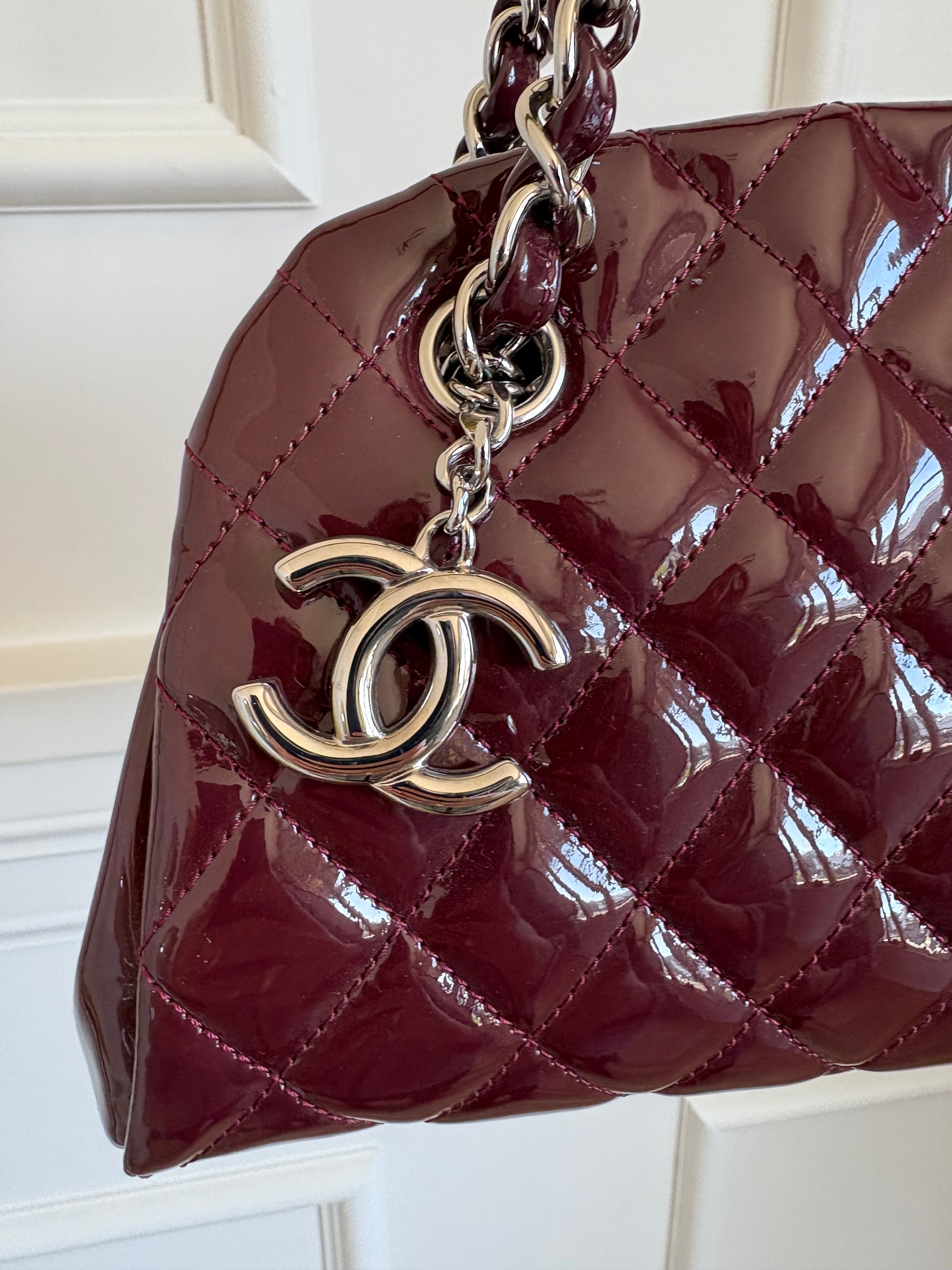 Chanel Purple Patent Leather Mademoiselle Shoulder Bag