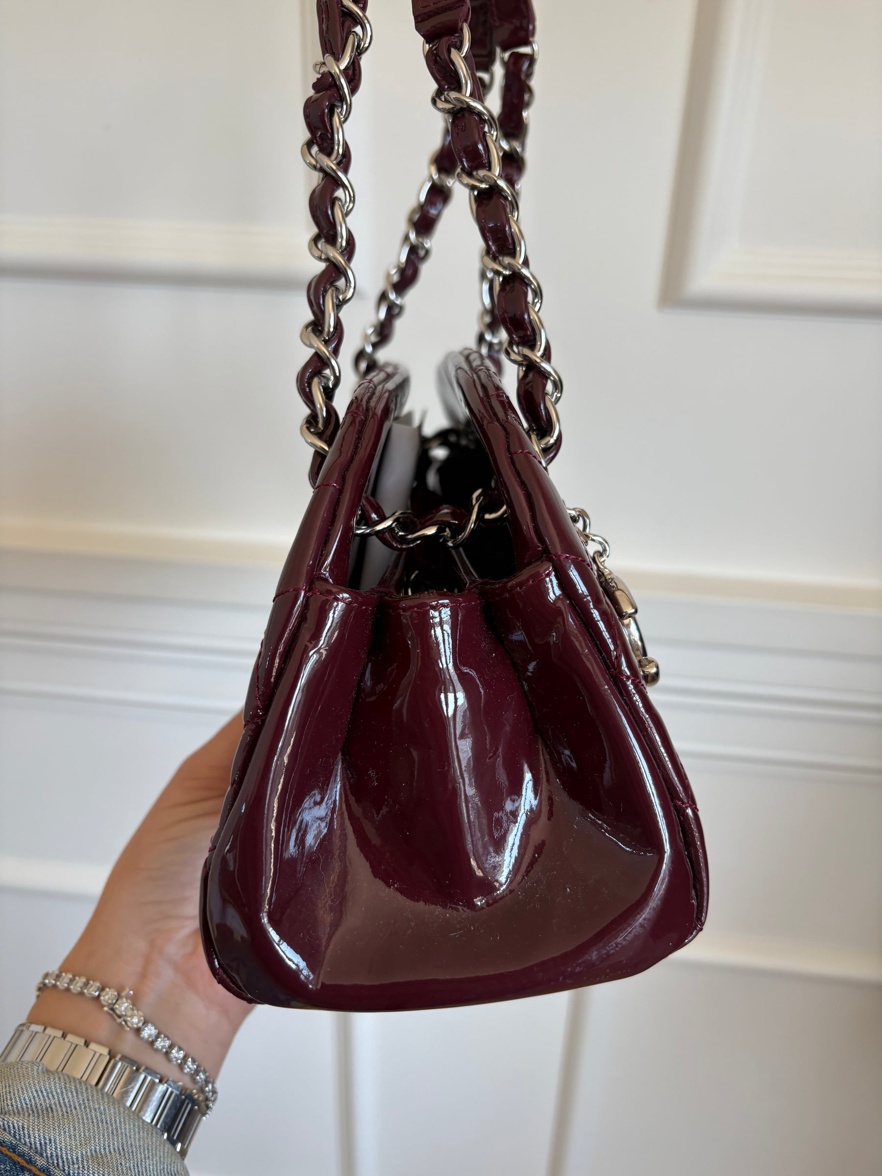 Chanel Purple Patent Leather Mademoiselle Shoulder Bag