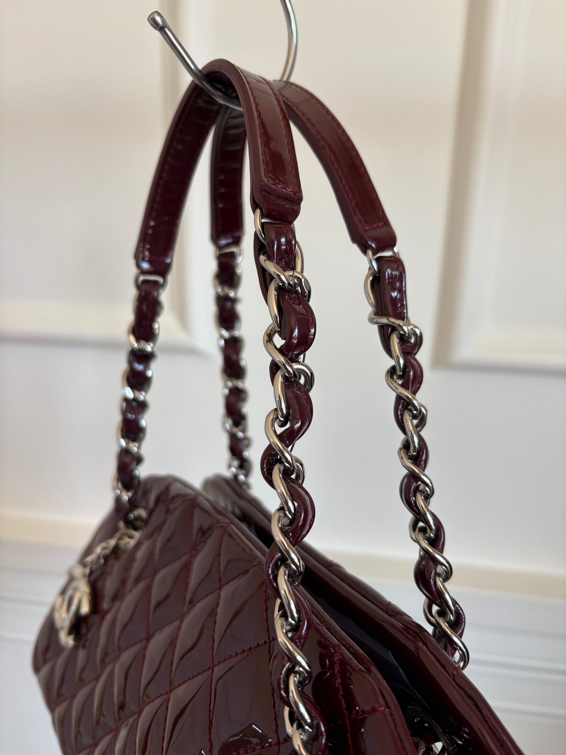 Chanel Purple Patent Leather Mademoiselle Shoulder Bag