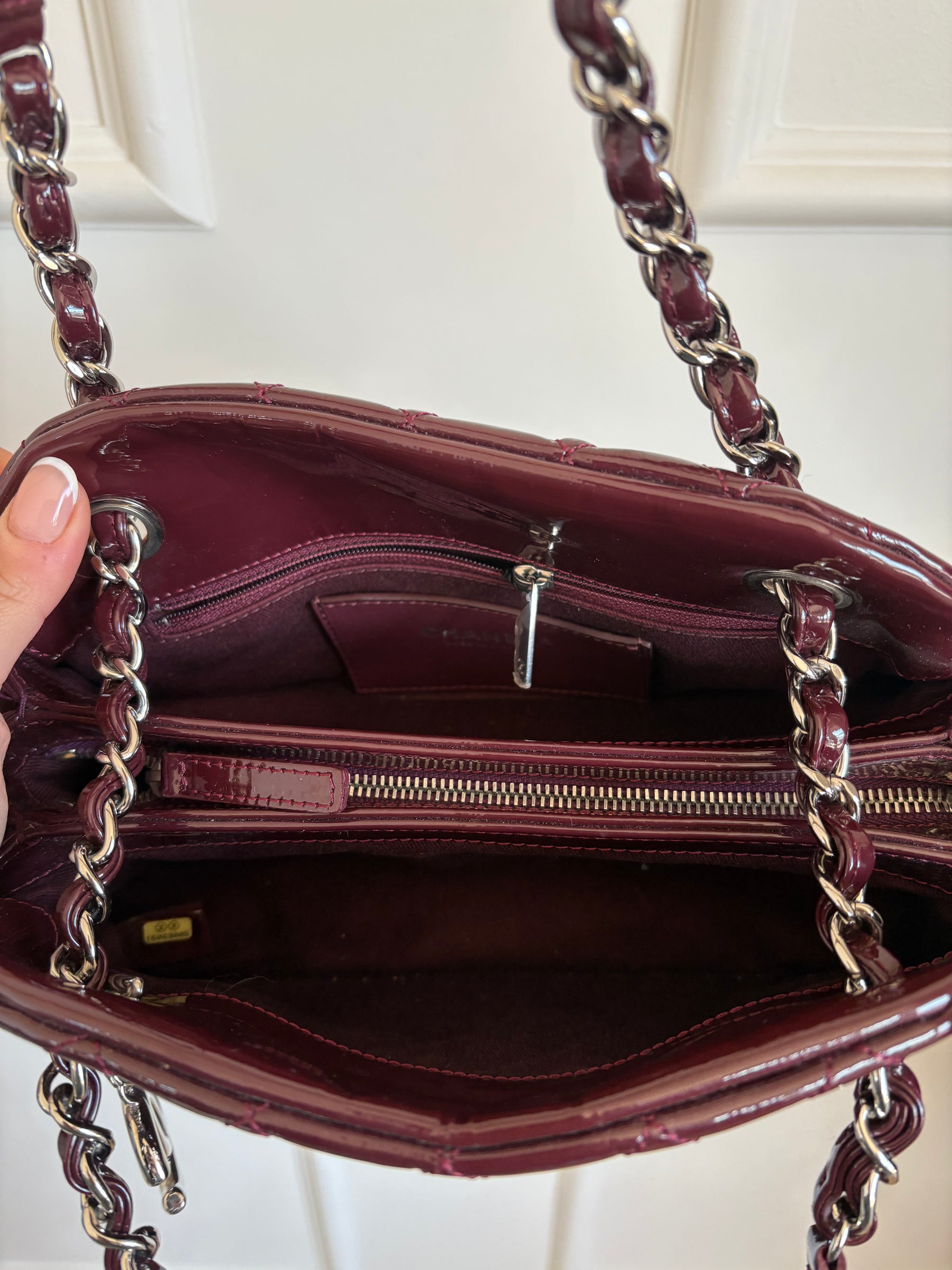 Chanel Purple Patent Leather Mademoiselle Shoulder Bag
