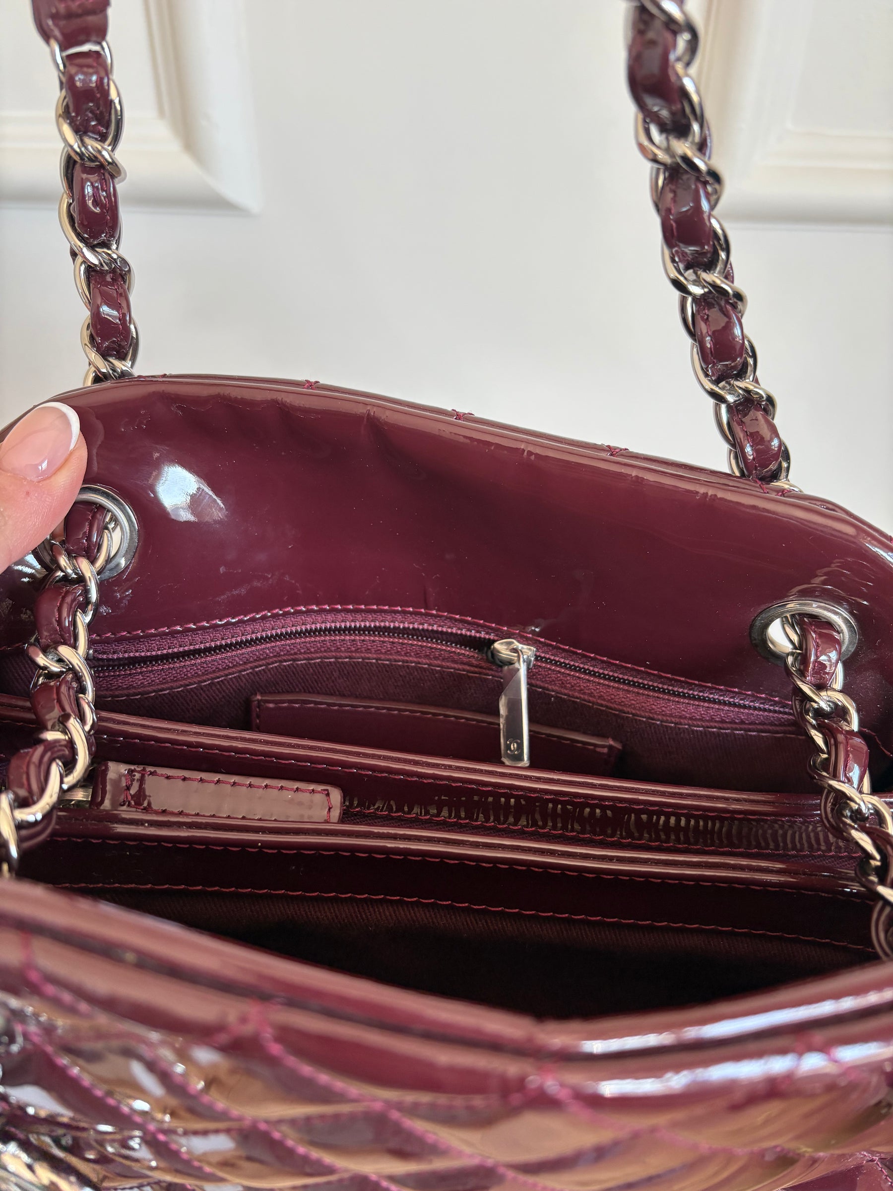 Chanel Purple Patent Leather Mademoiselle Shoulder Bag