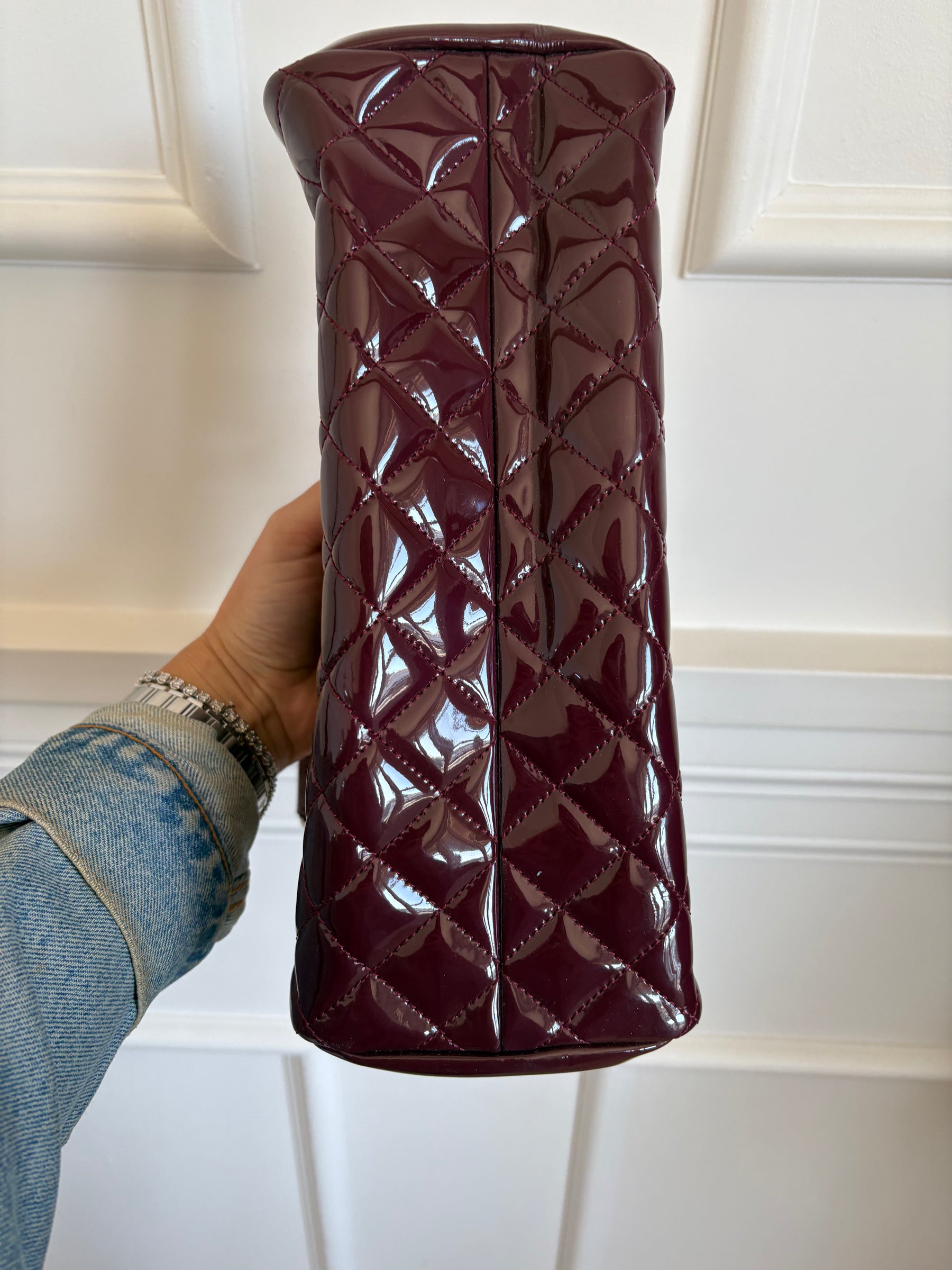 Chanel Purple Patent Leather Mademoiselle Shoulder Bag