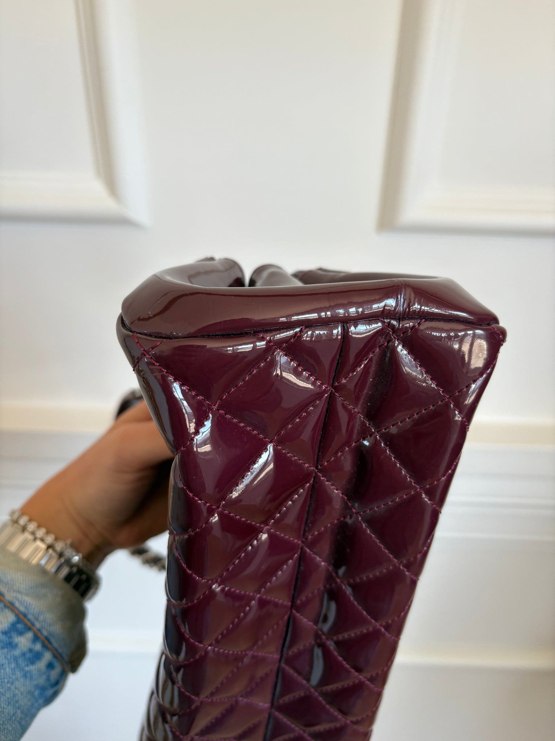Chanel Purple Patent Leather Mademoiselle Shoulder Bag