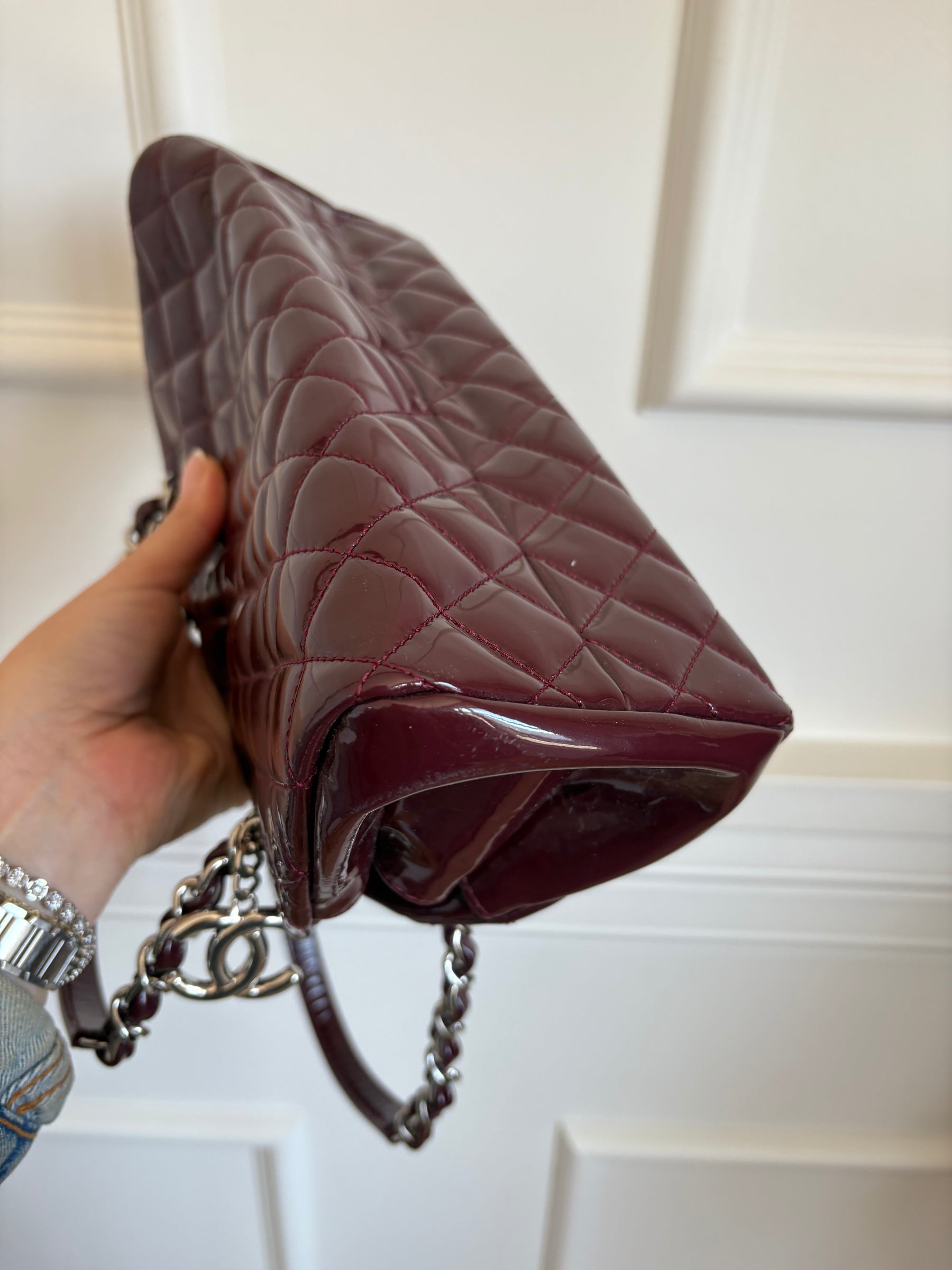 Chanel Purple Patent Leather Mademoiselle Shoulder Bag