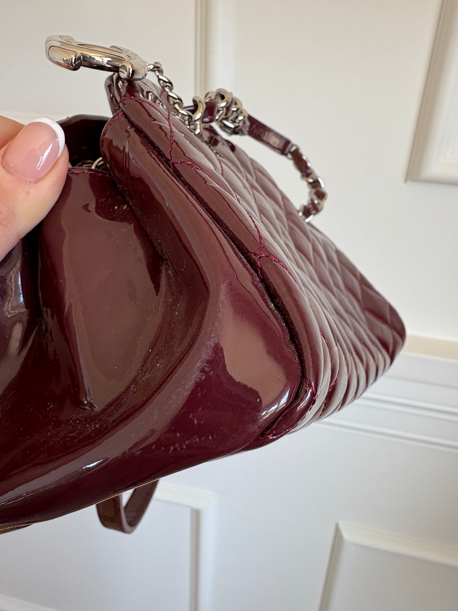 Chanel Purple Patent Leather Mademoiselle Shoulder Bag