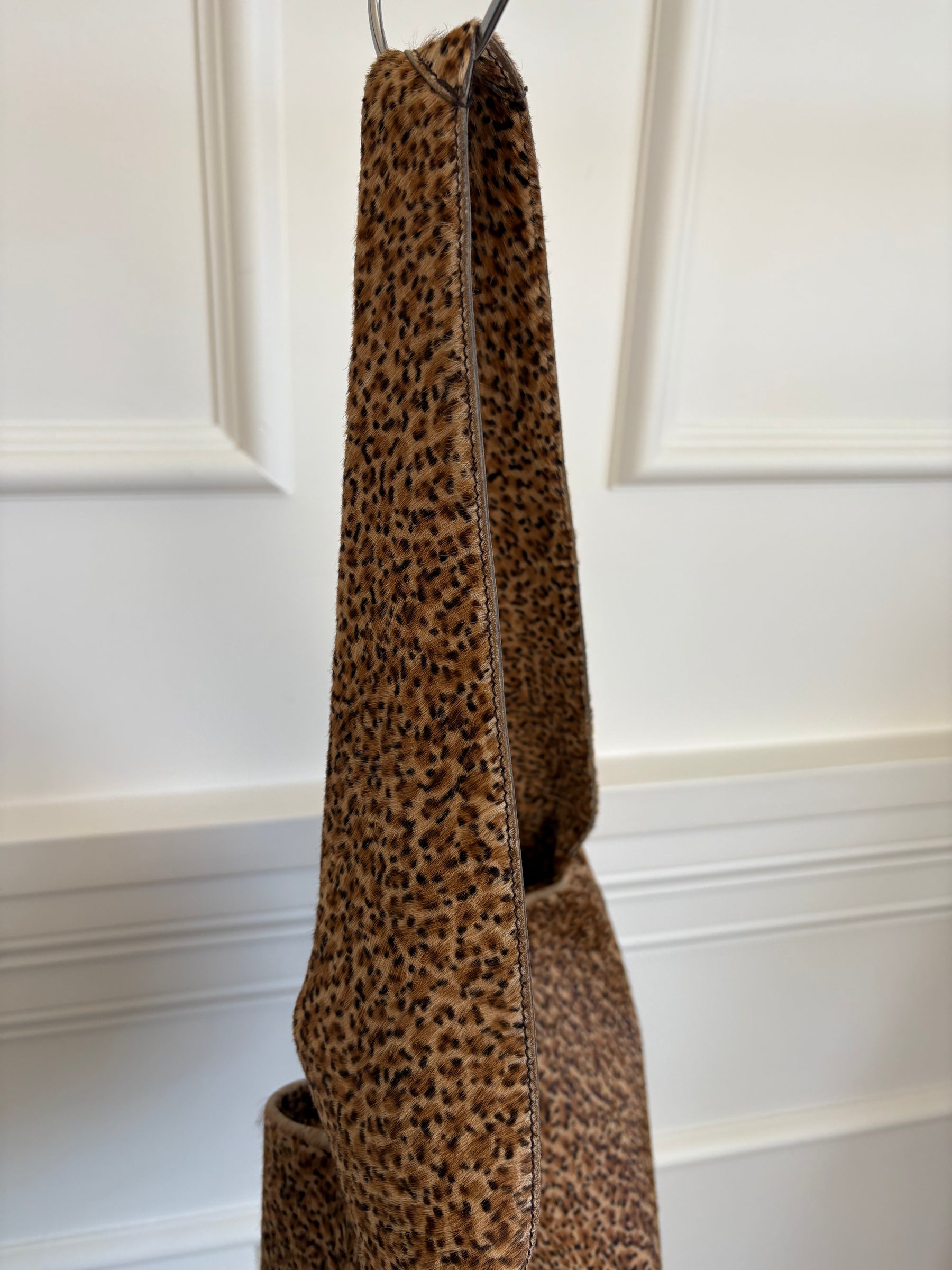 Bottega Veneta Leopard Print Pony Hair Hobo Shoulder Bag