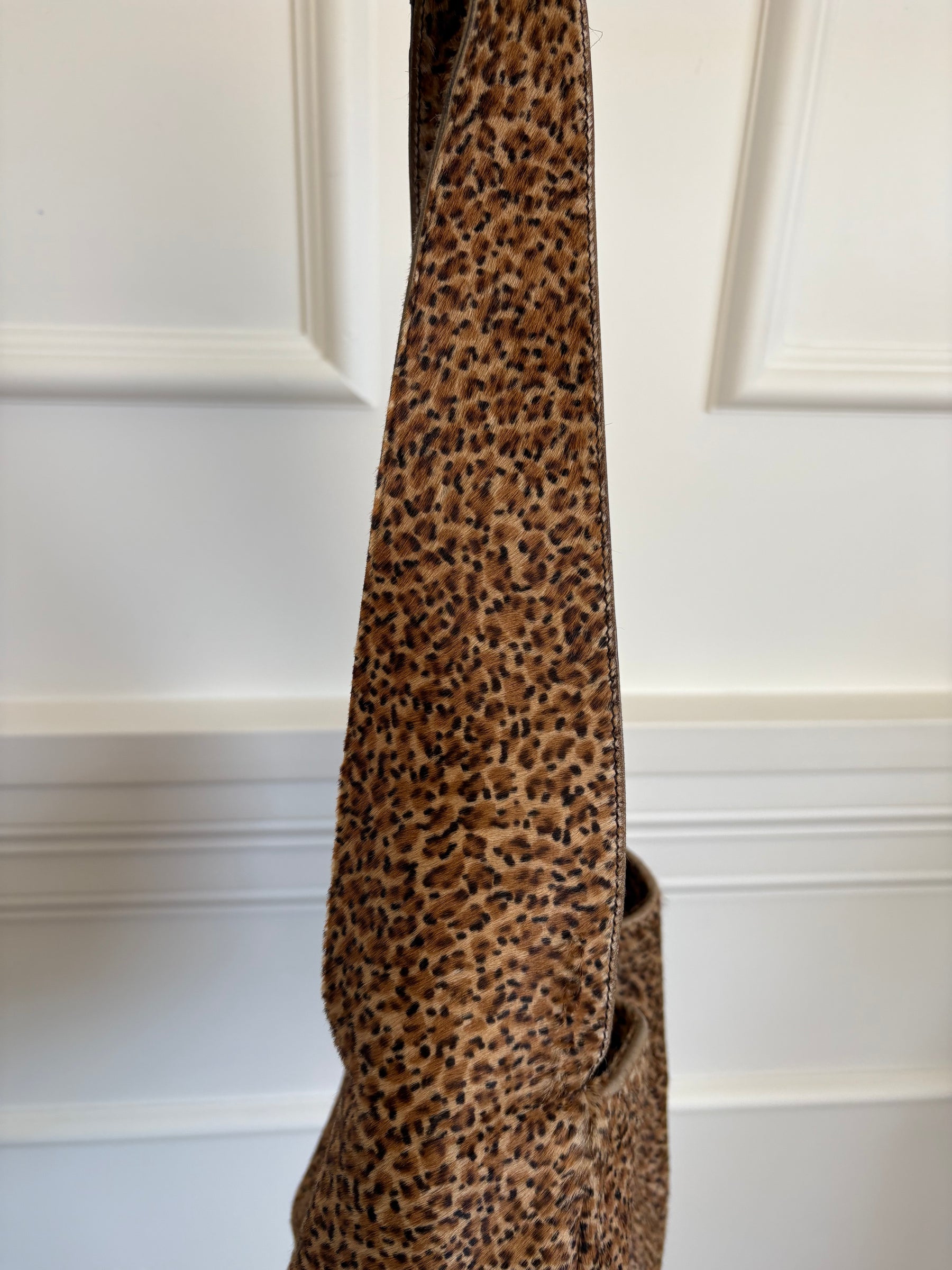 Bottega Veneta Leopard Print Pony Hair Hobo Shoulder Bag