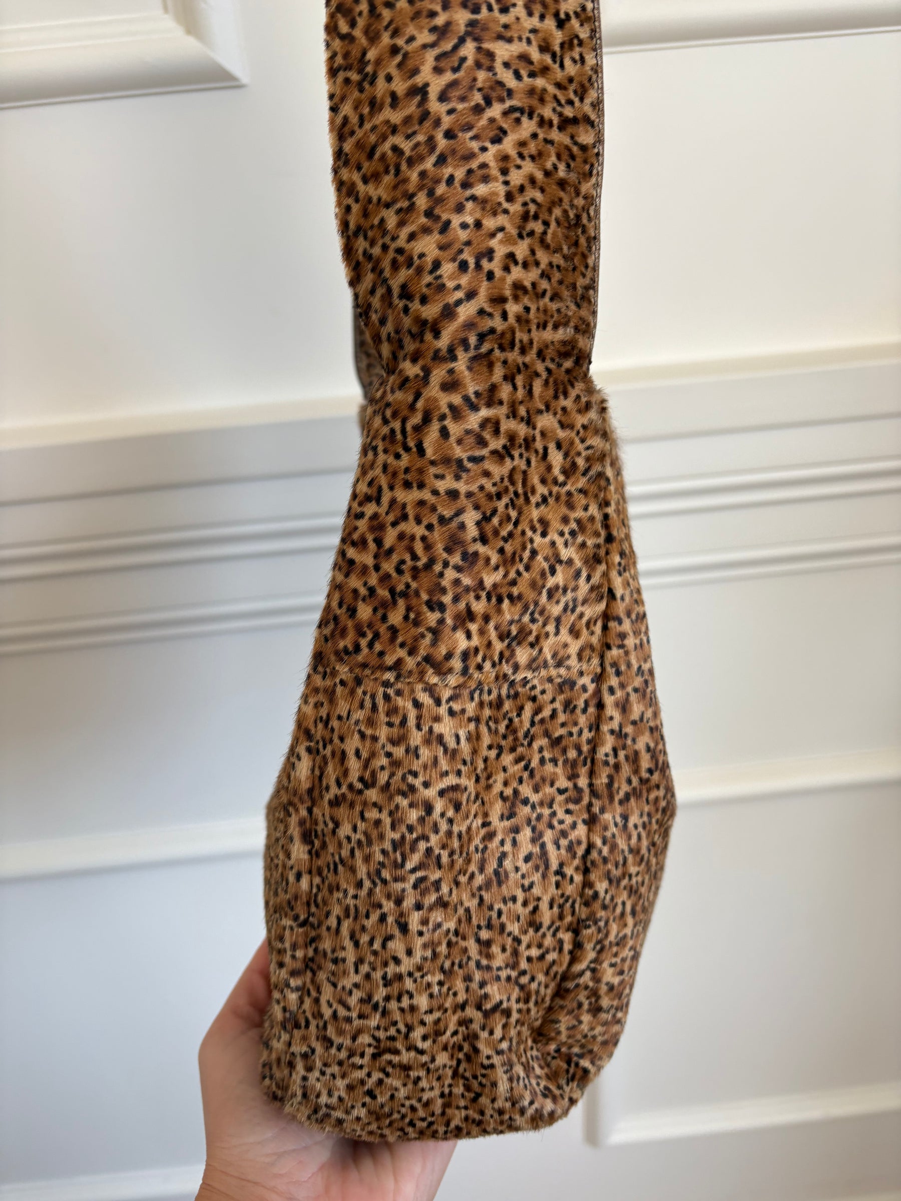 Bottega Veneta Leopard Print Pony Hair Hobo Shoulder Bag