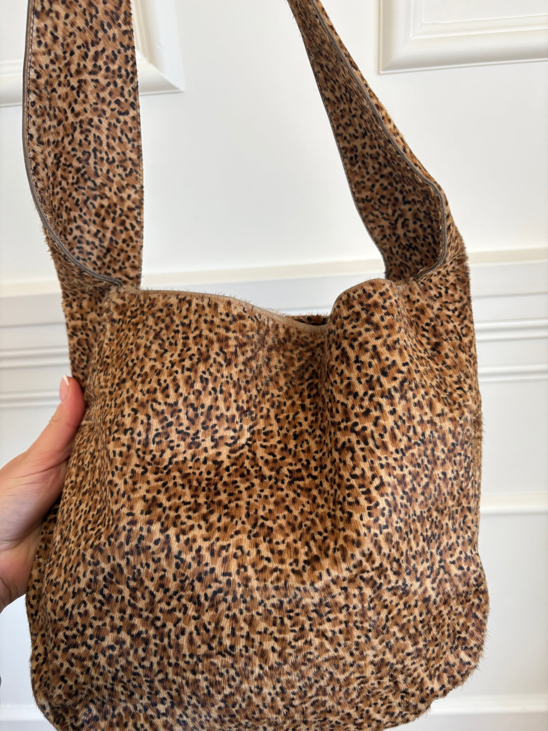 Bottega Veneta Leopard Print Pony Hair Hobo Shoulder Bag