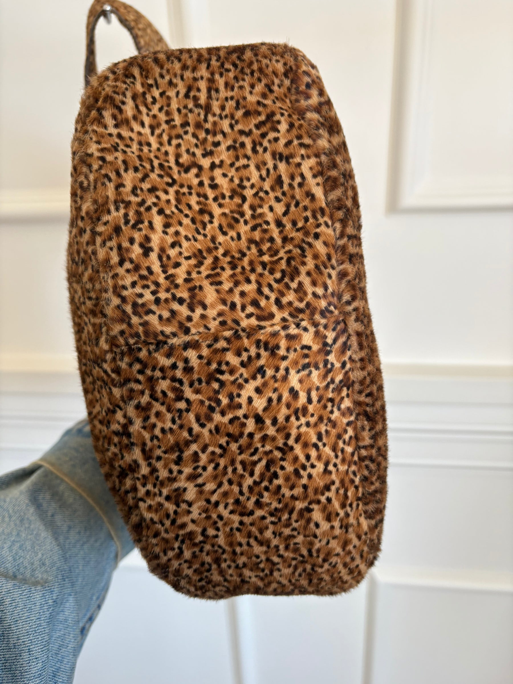 Bottega Veneta Leopard Print Pony Hair Hobo Shoulder Bag