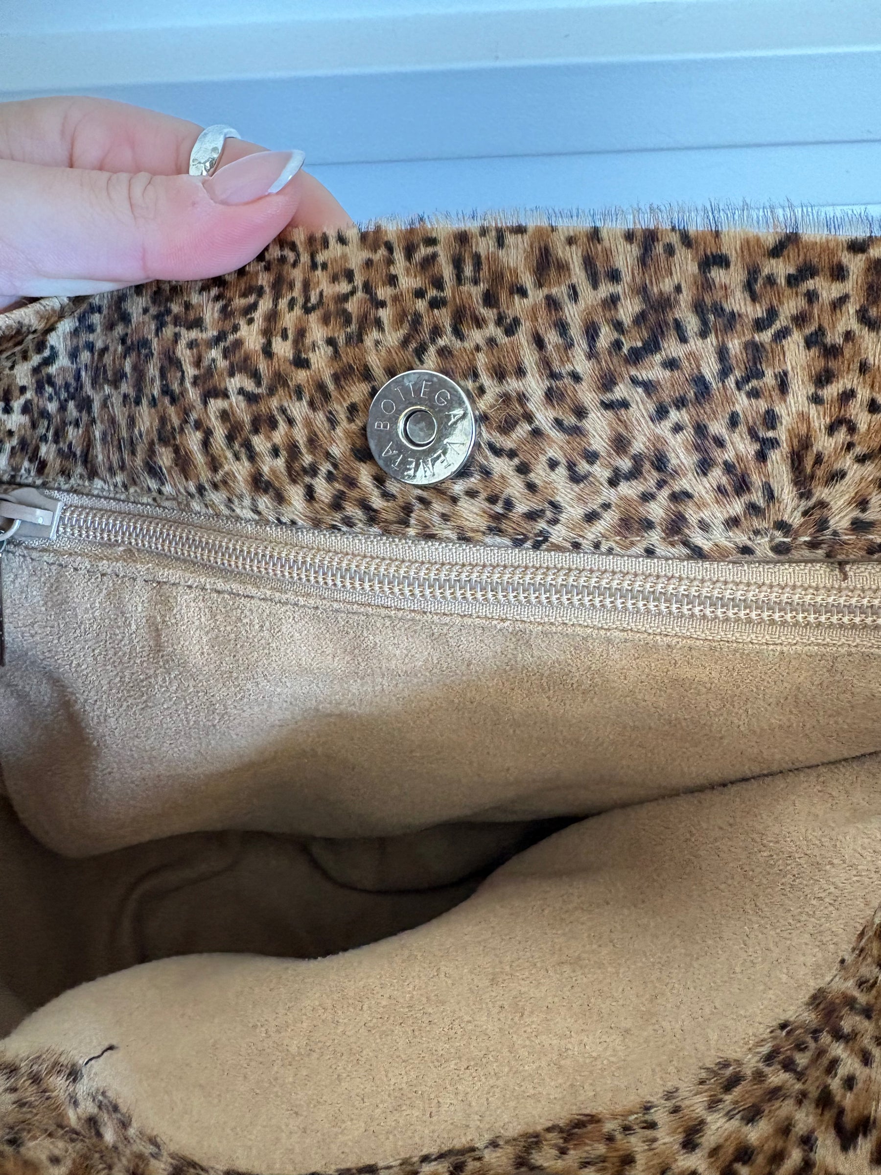 Bottega Veneta Leopard Print Pony Hair Hobo Shoulder Bag