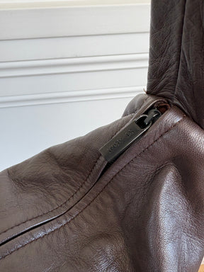 St Agni Brown Leather Crescent Bag