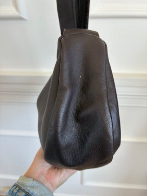 St Agni Brown Leather Crescent Bag
