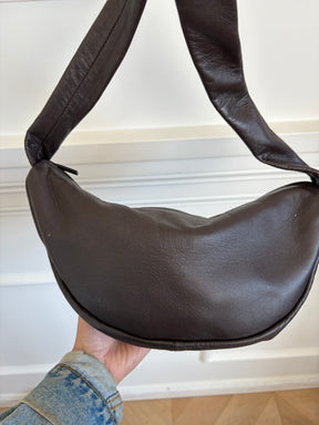 St Agni Brown Leather Crescent Bag