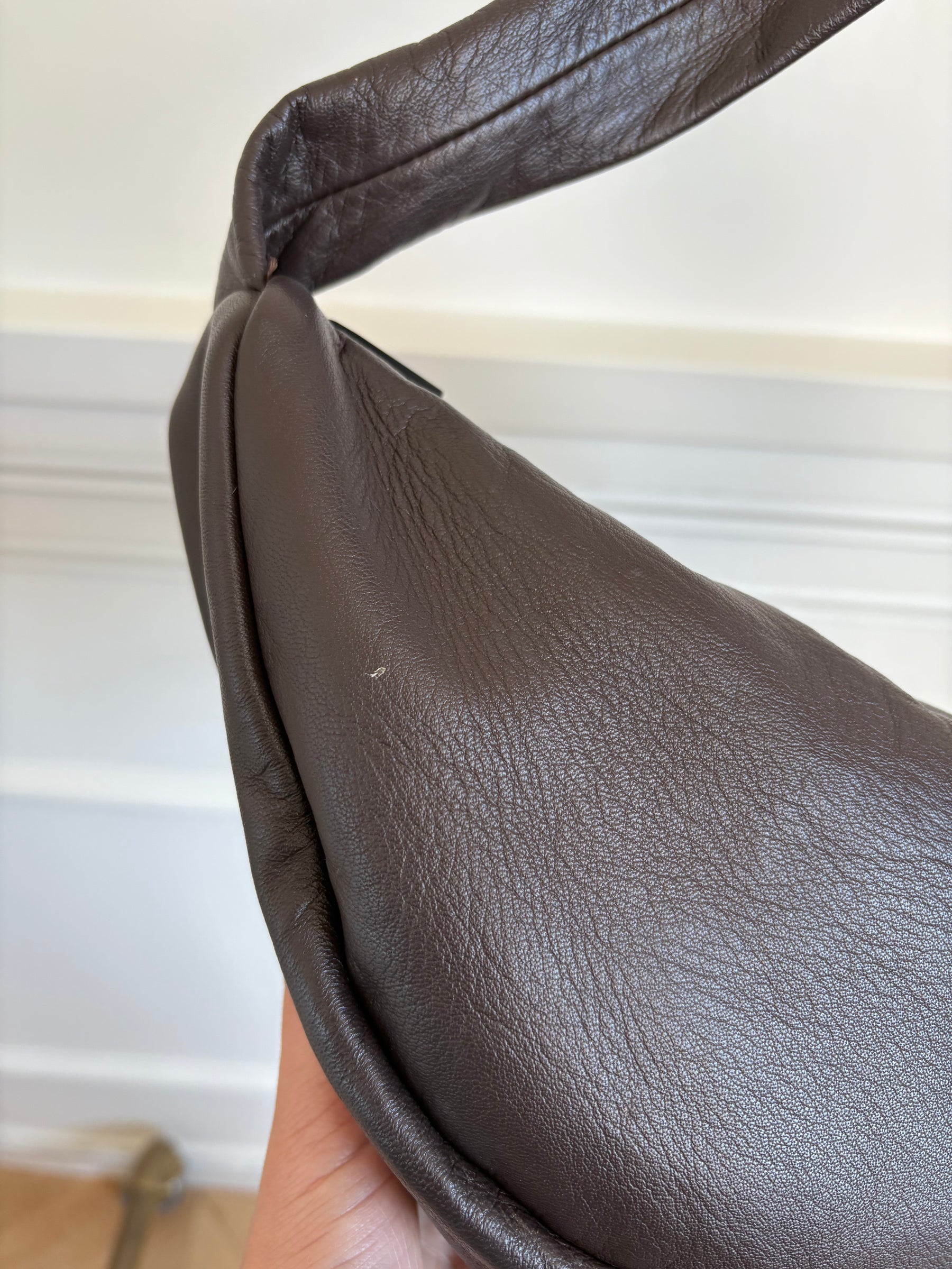 St Agni Brown Leather Crescent Bag