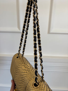 Chanel Black Suede and Gold Python Bag