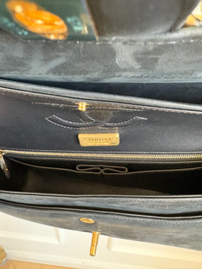 Chanel Black Suede and Gold Python Bag