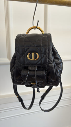 Dior Black Macrocannage Lambskin Small Caro Backpack