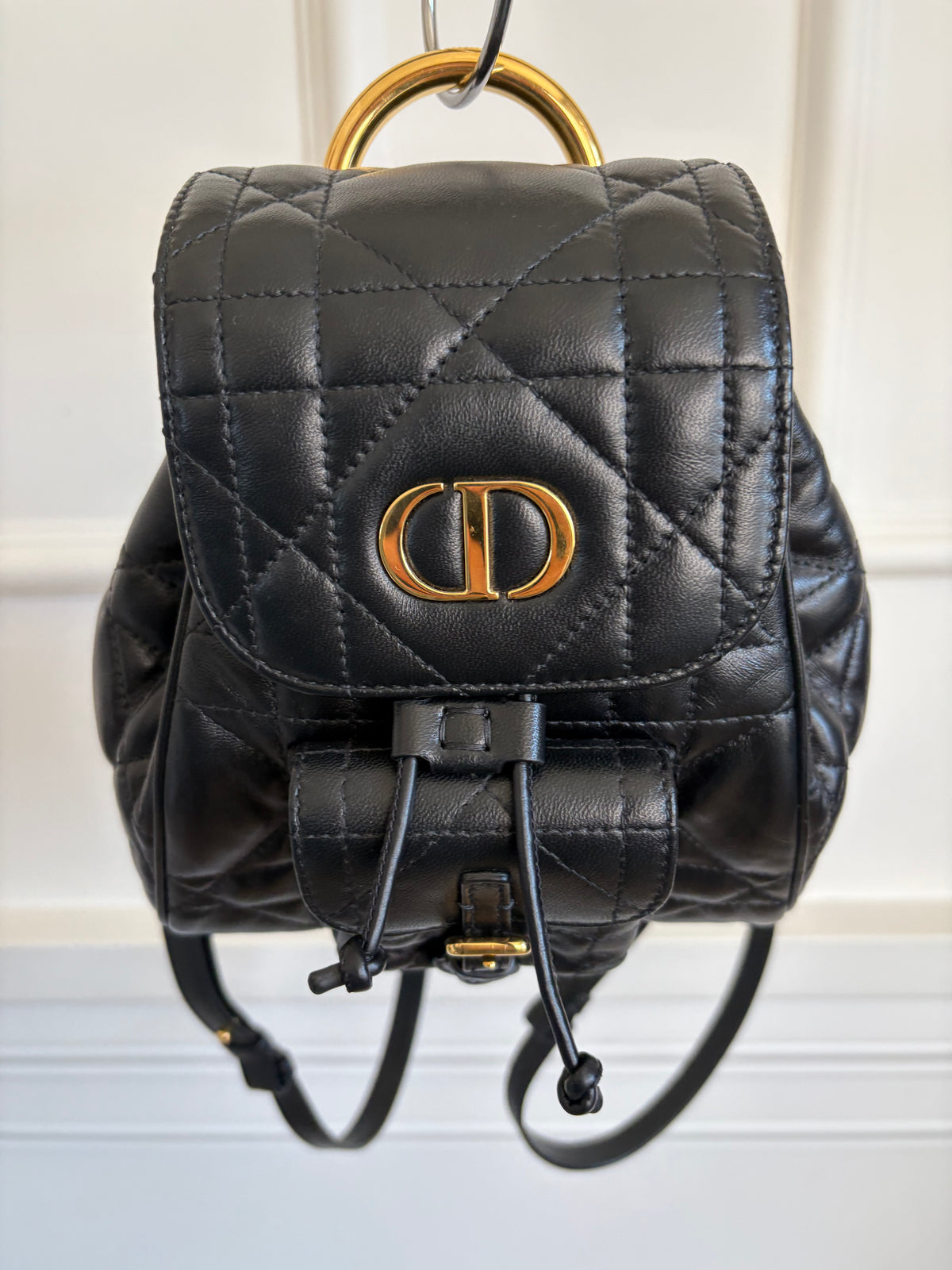 Dior Black Macrocannage Lambskin Small Caro Backpack